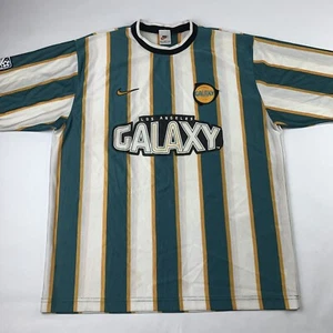 Vintage 90s Nike Los Angeles LA Galaxy MLS Striped Soccer Jersey Mens XL X-Large - Picture 1 of 13