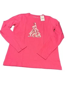 NWT J. Crew Girls' FuchsiaPink Long-Sleeve Flamingo Tree Graphic Tee -L - Imagen 1 de 3