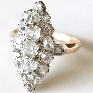 RARE Authentic Victorian French Early Cut Diamond 18k Yellow Gold Cluster Ring - Picture 1 of 12
