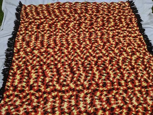 Chevron Ripple Afghan Decke Überwurf Handarbeit gehäkelt braun orange gelb 72 x64 - Bild 1 von 16