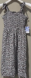 Diane Von Furstenberg Girls XL 14 Black Poppy Smocked Bodice Flared Summer Dress - Picture 1 of 6