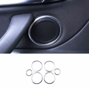 Fit For BMW X1 F48 2016-2021 Silver Steel Inner Door Speaker Ring Cover Trim 6X - Picture 1 of 5
