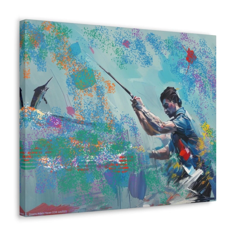 8x10, 16x20 original oil painting Canvas Print "The Joy of Fishing" - Image 1 of 1