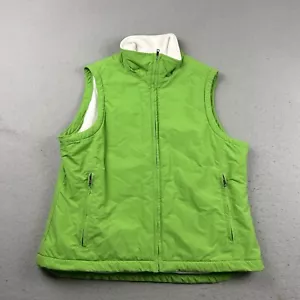 LL Bean Vest Womens Medium Regular Green Nylon Full Zip Pockets Jacket - Picture 1 of 9