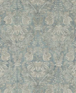 GP & J Baker Curtain Fabric 'LAPURA DAMASK - BLUE' 5.4 METRES Linen Blend - Picture 1 of 7