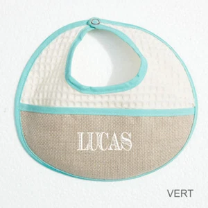 BAVOIR BÉBÉ NAISSANCE NID D'ABEILLE PERSONNALISÉ BAVETTE TISSU OEKO-TEX - Picture 1 of 3