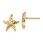 14K Gold With Rhodium Starfish Post Earrings 0.47"