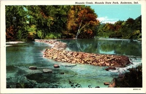Postal de lino Mounds Creek Mounds State Park Anderson Indiana E1 - Imagen 1 de 2