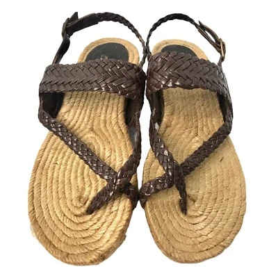 Sandalias planas alpargata de cuero trenzado marrón Gaimo para mujer talla 36 Foto 1 de 4