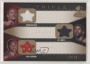 2008-09 SP Threads Triple Gold /15 Eric Gordon Derrick Rose OJ Mayo Rookie RC