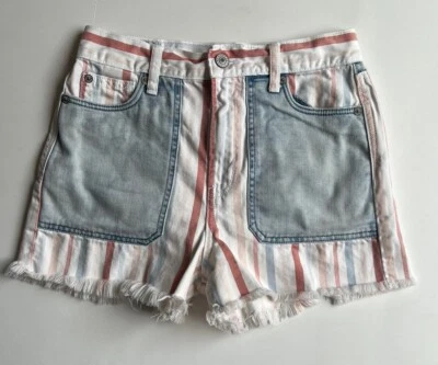 Pantalones Cortos Para Mujer American Eagle Outfitters Rayas Corte Talla 0 Denim Cero Foto 1 de 4