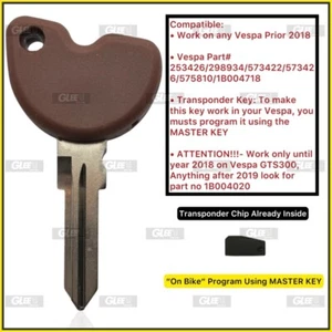 Transpondedor marrón VESPA llave en blanco programa de fábrica con llave maestra - Imagen 1 de 2