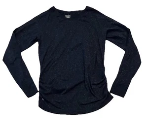 ATHLETA Speedlight Seamless Ruched Long Sleeve Shirt Blue w/ Silver Accents SZ L - Picture 1 of 19