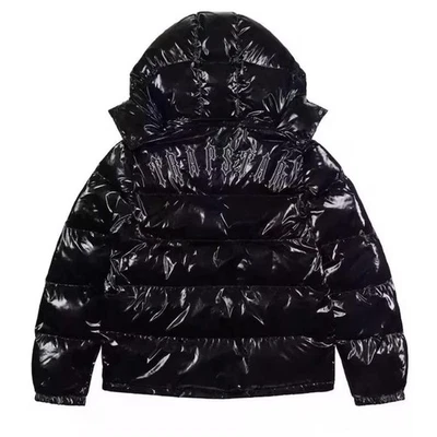 Men's Gloss Black Puffer Jacket Hooded Detachable Winter Warm Coat All Sizes - Image 1 of 4