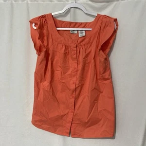 WORTHINGTON orange scoop neck cap sleeves button up top M - Picture 1 of 6