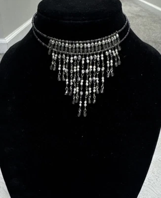 Vintage Multi-Strand Beaded Fringe Dangling Choker Dazzling Necklace - Image 1 of 4
