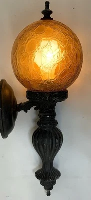 Aplique de pared globo vidrio craquelado ámbar vintage años 70 Loevsky L&LWM 1972 Foto 1 de 4