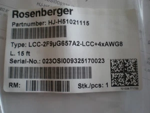 Rosenberger HJ-H51021115 FTTA Hybrid LCC+RFE+2x8AWG+RFE-2F9µG657A2- LCC+2x8AWG - Picture 1 of 1