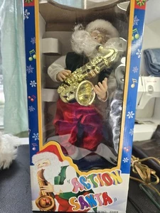 Vtg Action 15" Santa W/ Box, Dancing Musical Saxaphone Santa, Works Great! - Picture 1 of 24