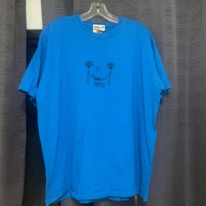 Herren XL Piraña Joe T-Shirt in blau mit Grafik vorne und hinten - Bild 1 von 4