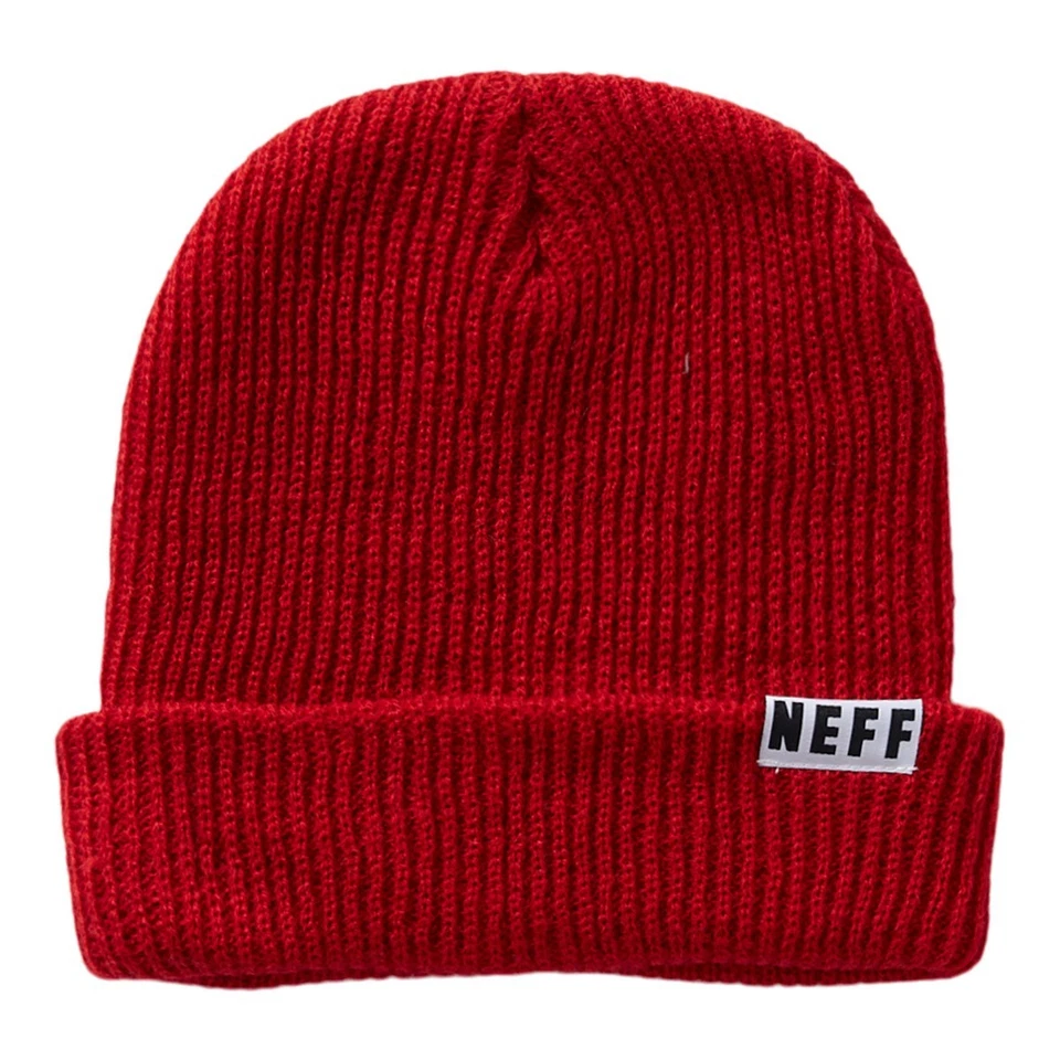 NEFF Gorro Plegable Acrílico Tejido Acanalado, Talla Única Para La Mayoría, Rojo Nuevo Foto 1 de 1