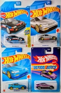 Hot Wheels 88 & 1985 Honda Crx Ultra Hot Purple + Black + Silver + Blue 4 Stück - Bild 1 von 11