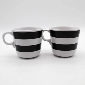 Set of 2 Ikea Maria Vinka Ungdom Coffee Mugs Black & White Stripes Modern Scandi - Picture 1 of 4