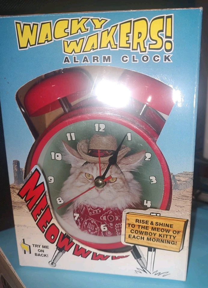 Mark Feldstein Wacky Wakers Cowboy Kitty Alarm Clock NEW In BOX - Image 1 of 1