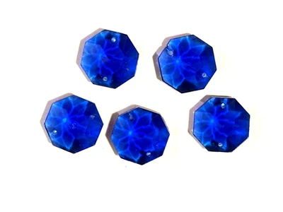 (10 piezas) COLGANTE OCTÁGONO CRISTAL, Ø 16 mm, AZUL, PARA CANDELABROS Foto 1 de 4