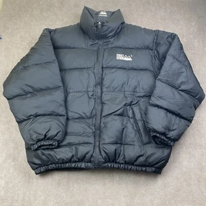 Vintage First Down Black Puffer Down Filled Jacket Size XL Reversible Great 90s - Picture 1 of 18
