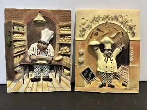 2 Suzan Riggsbee Bon Appetit Pastry Chef 3D Resin Wall Hanging Plaques - Picture 1 of 12