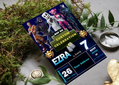 Fortnight Battle Royale Video Game Birthday Video Digital Invite + Thank You Tag - Image 1 of 4