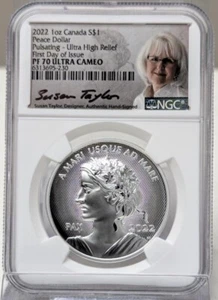 2022 Canada Pulsating Peace 1oz Silver Dollar UHR NGC PF70UCAM FDI Taylor Signed - Picture 1 of 6