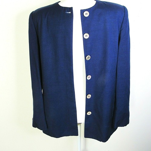 Blazer donna anni '80 vintage CHRISTIAN DIOR THE SUIT misto lana navy solo taglia 12