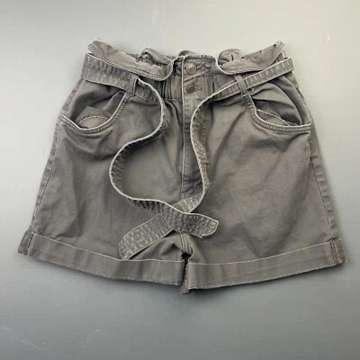 Pantalones Cortos Bolsa de Papel Cintura Alta Garage Para Mujer’s M Gris Informal Cinturón Algodón Verano Foto 1 de 4