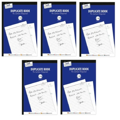 TALLON 5 x Full Size Duplicate Book 1-40 Pages No Carbon Required A5 Office Home