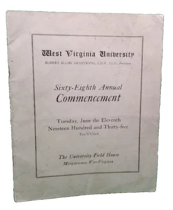 West Virginia University 68th commencement 1935 Great Depression program - Picture 1 of 3