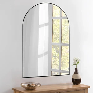 Arched Black Bathroom Mirror,24 X 36 Inch Arch Wall Mirror with Wood Frame,Vanit - Picture 1 of 6