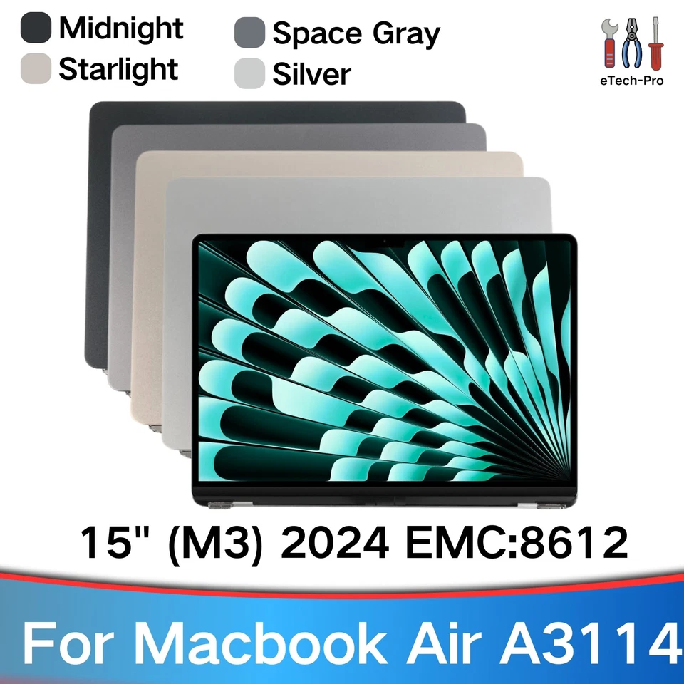 Repuesto de pantalla A3114 para MacBook Air A3114 M3 EMC 8612 pantalla LCD Retina Foto 1 de 1