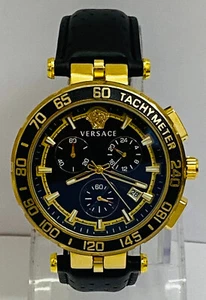 Excellent VERSACE Date Indictor Quartz Black Dial Chronograph Man's Wrist Watch - Picture 1 of 7