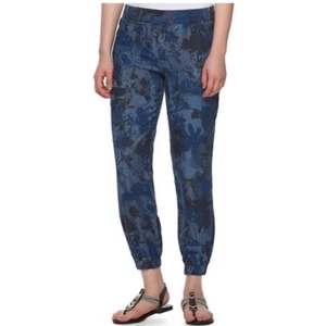 Juicy Couture Women’s Casual Blue Floral Camo Print Chambray Pants Size XL - Picture 1 of 12