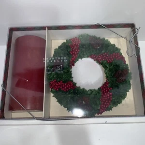 Crabtree & Evelyn Weihnachtssäule Kerze & Kranz Neu Auslauf - Bild 1 von 6