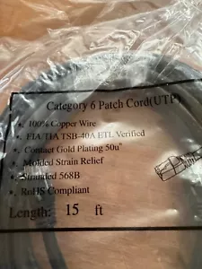 Kabel Kategorie 6 Patchkabel (UTP) schwarz NEU 15 Fuß - Bild 1 von 1