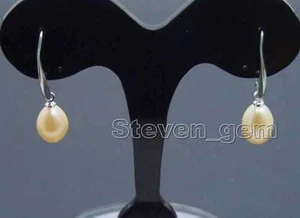 Fashion 7-9mm Pink Drop Natural Freshwater Pearl dangle Hook Earring-ear536 - Picture 1 of 4