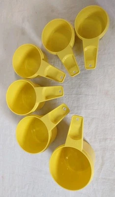 Vintage Tupperware Yellow Measuring Cups Plastic Complete Set of 6 MINTY! - Image 1 of 4