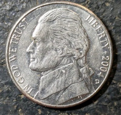 2004-D 5c Nickel Keel Boat Bu Uncirculated Heavily Struck Through Grease Error - Image 1 of 4