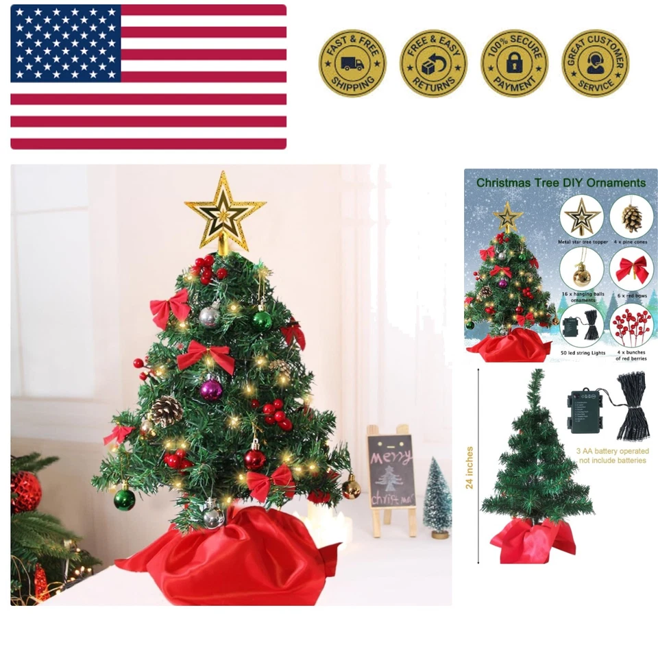 Juegoal 24 Inch Mini Christmas Tree Table Top Artificial Trees...