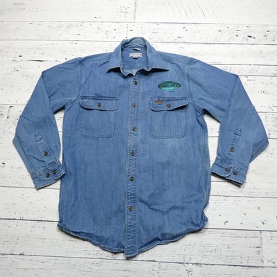 Camisa Carhartt Para Hombres Pequeña Azul Denim Abotonada Bushmills Etanol Ropa de Trabajo Logo Foto 1 de 4