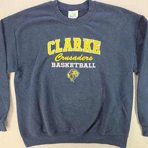 Clarke University Crusaders Sweatshirt Large Navy Spellout Basketball Dubuque IA - Picture 1 of 14