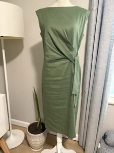 Ann Taylor Leinen Faux Wickel professionell gefüttert Kleid Größe 6 grün atemberaubend! - Bild 1 von 8